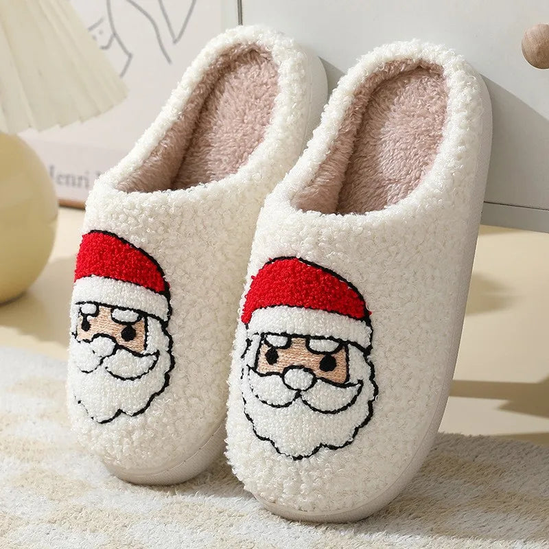 Winter Christmas Cotton Slippers Plush Warm Cozy House Shoes Unisex Indoor Footwear Holiday Gift Idea for Men and Women