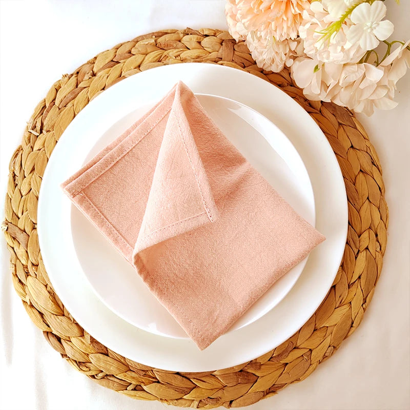 8pcs Christmas Red Cotton Napkins 40x40cm Soft Dinner Napkins Cloth for Fall Thanksgiving Wedding Party Christmas Decoration