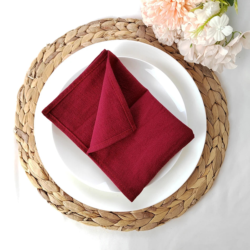 8pcs Christmas Red Cotton Napkins 40x40cm Soft Dinner Napkins Cloth for Fall Thanksgiving Wedding Party Christmas Decoration