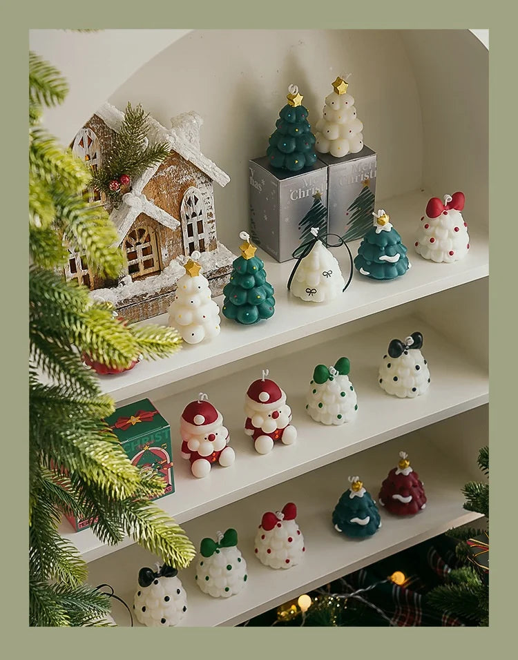 Cute Christmas Tree Scented Candles Handmade Fragrance Creative Ornaments Aromatherapy Xmas Gifts Birthday Gift Home Decor
