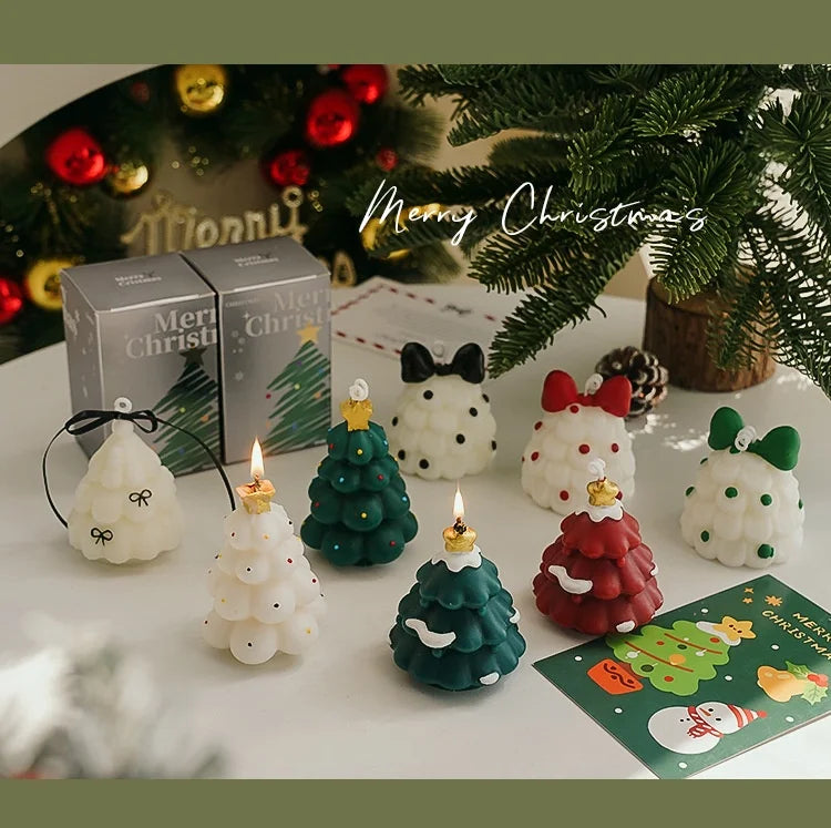 Cute Christmas Tree Scented Candles Handmade Fragrance Creative Ornaments Aromatherapy Xmas Gifts Birthday Gift Home Decor