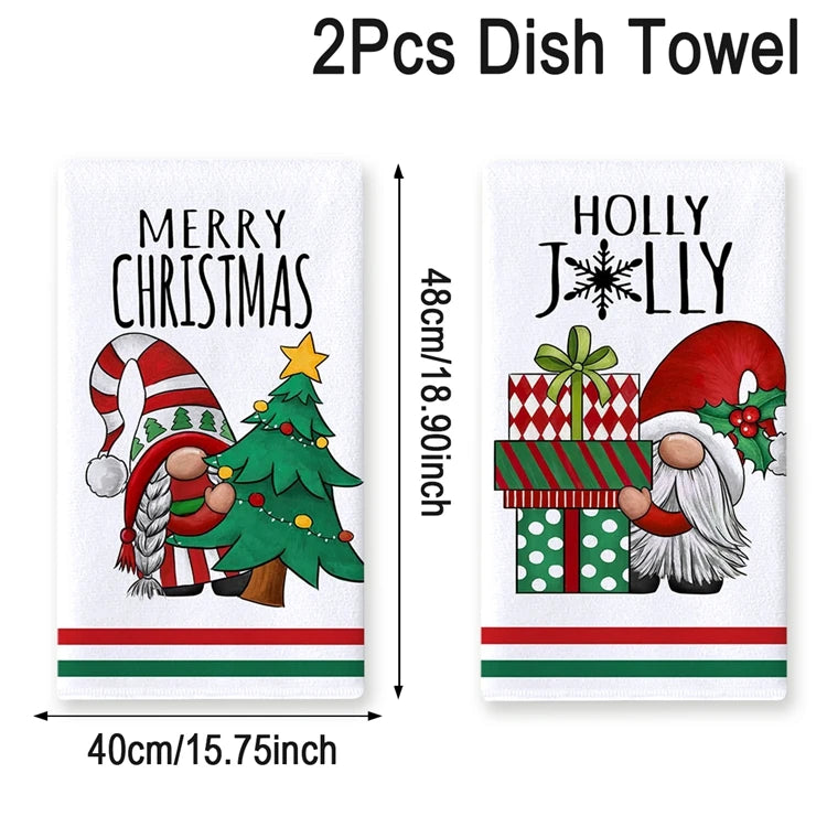 Christmas Kitchen Towels Christmas Decoration for Home 2024 Pendant Xmas Dish Towels Ornaments Navidad Natal New Year Gift 2025