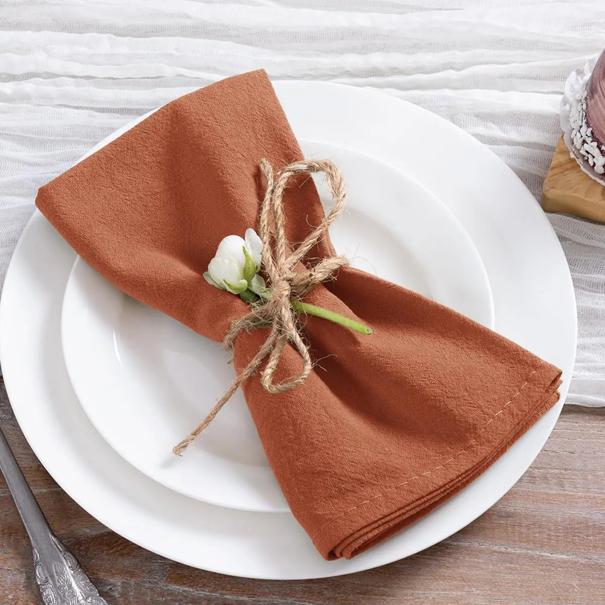 8pcs Christmas Red Cotton Napkins 40x40cm Soft Dinner Napkins Cloth for Fall Thanksgiving Wedding Party Christmas Decoration