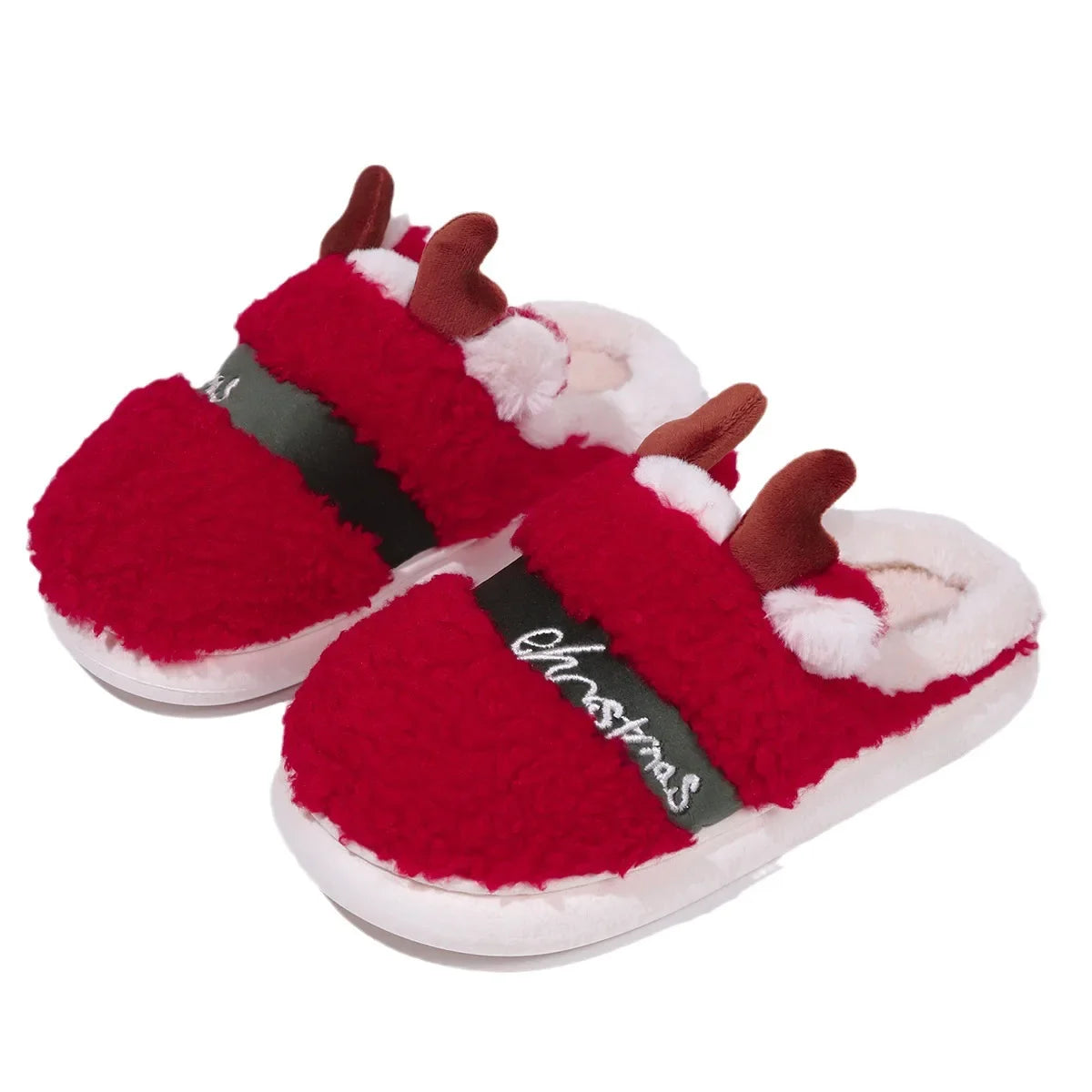 Winter Christmas Cotton Slippers Plush Warm Cozy House Shoes Unisex Indoor Footwear Holiday Gift Idea for Men and Women