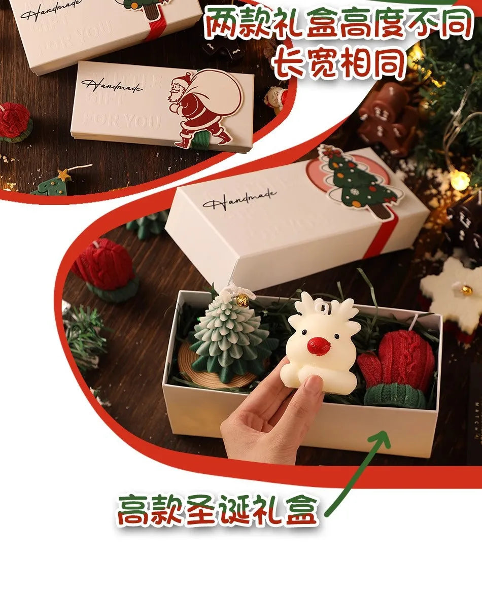 Christmas Scented Candle Set,Cartoon Fawn Christmas Tree，gloves Aromatherapy Soy Wax Candles，Halloween Xmas Gift Box，Home Decor