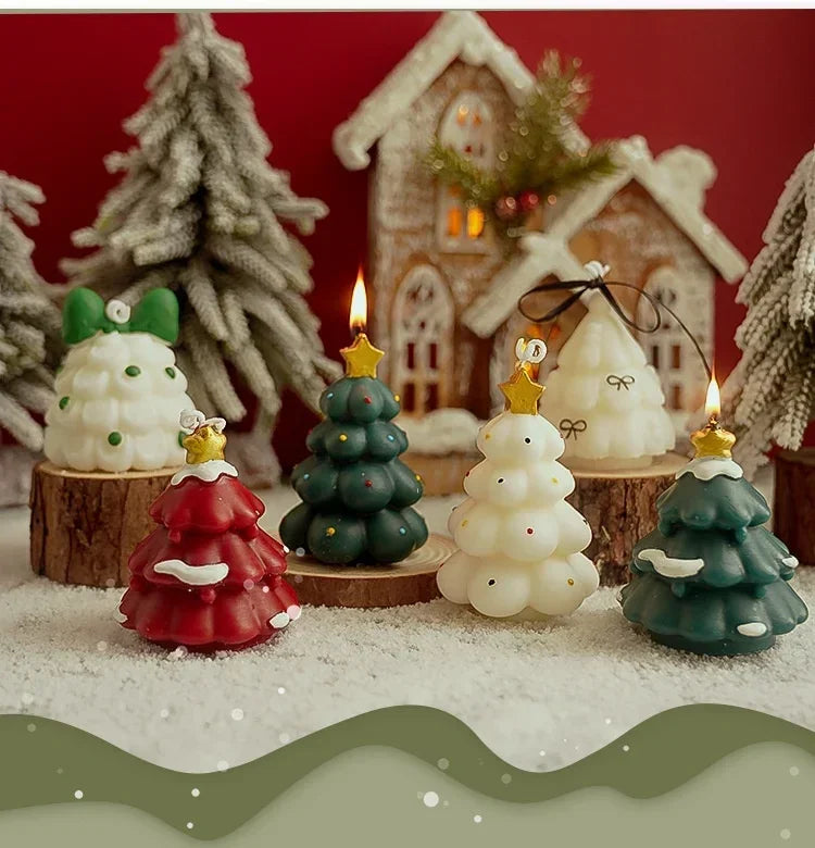 Cute Christmas Tree Scented Candles Handmade Fragrance Creative Ornaments Aromatherapy Xmas Gifts Birthday Gift Home Decor