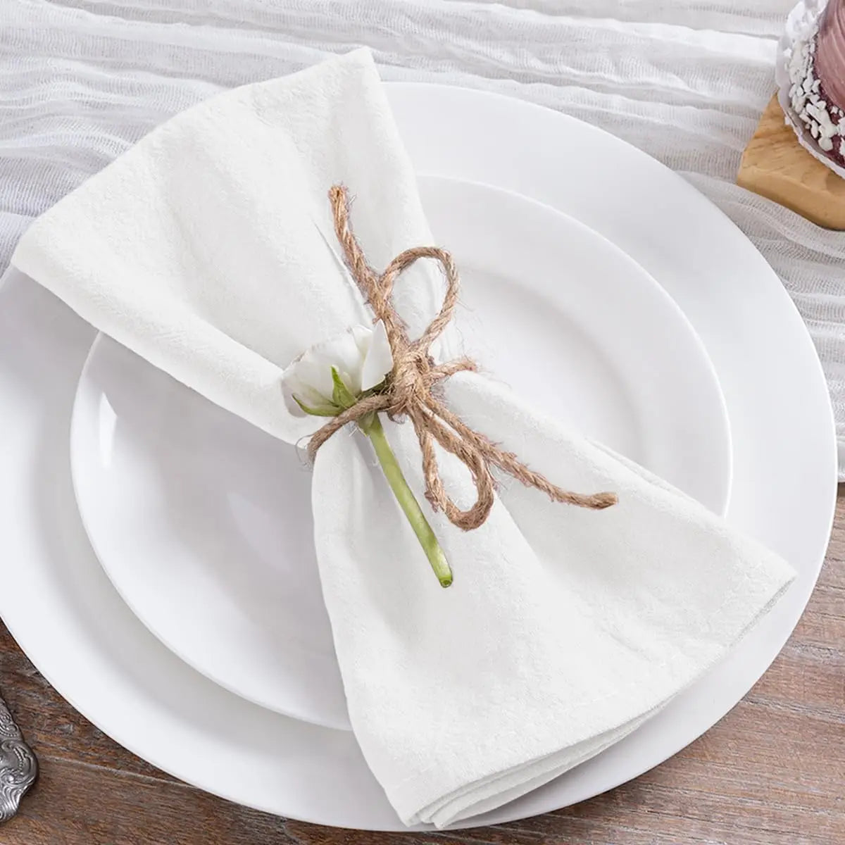 8pcs Christmas Red Cotton Napkins 40x40cm Soft Dinner Napkins Cloth for Fall Thanksgiving Wedding Party Christmas Decoration