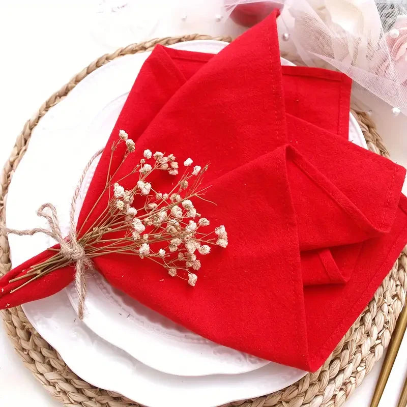 8pcs Christmas Red Cotton Napkins 40x40cm Soft Dinner Napkins Cloth for Fall Thanksgiving Wedding Party Christmas Decoration