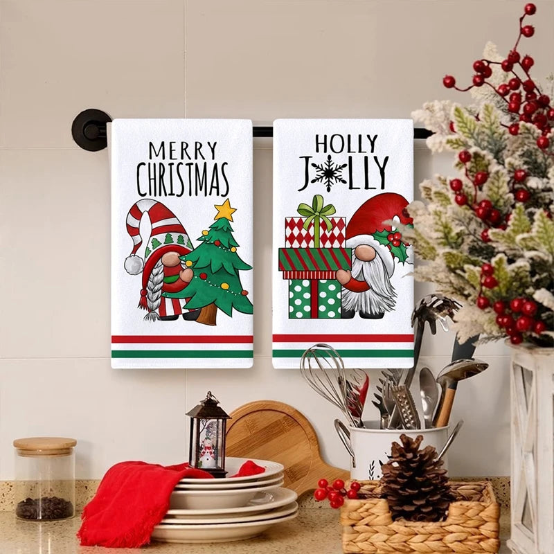 Christmas Kitchen Towels Christmas Decoration for Home 2024 Pendant Xmas Dish Towels Ornaments Navidad Natal New Year Gift 2025