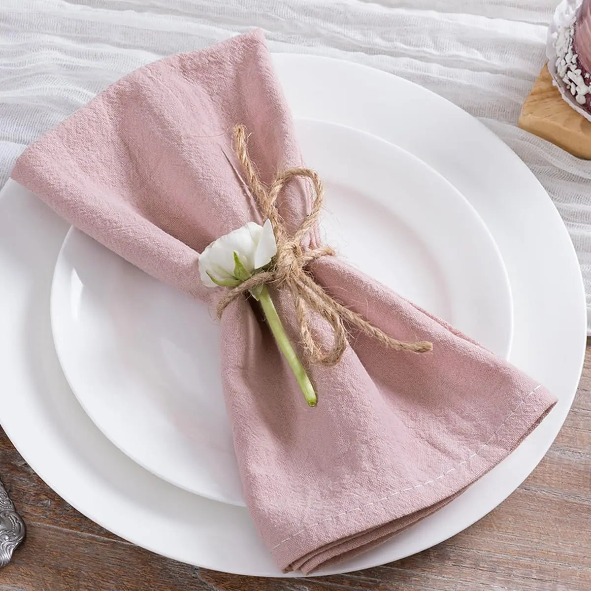 8pcs Christmas Red Cotton Napkins 40x40cm Soft Dinner Napkins Cloth for Fall Thanksgiving Wedding Party Christmas Decoration
