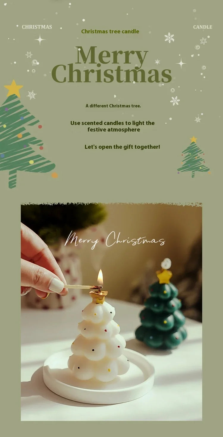 Cute Christmas Tree Scented Candles Handmade Fragrance Creative Ornaments Aromatherapy Xmas Gifts Birthday Gift Home Decor