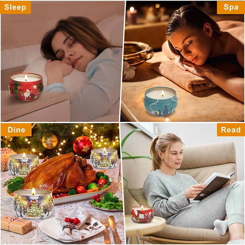 Christmas Scented Candles Set 12 Bulk Home Aromatherapy Candles Perfect Gift for Women Ideal for Candlelight Dinners Spa Baths