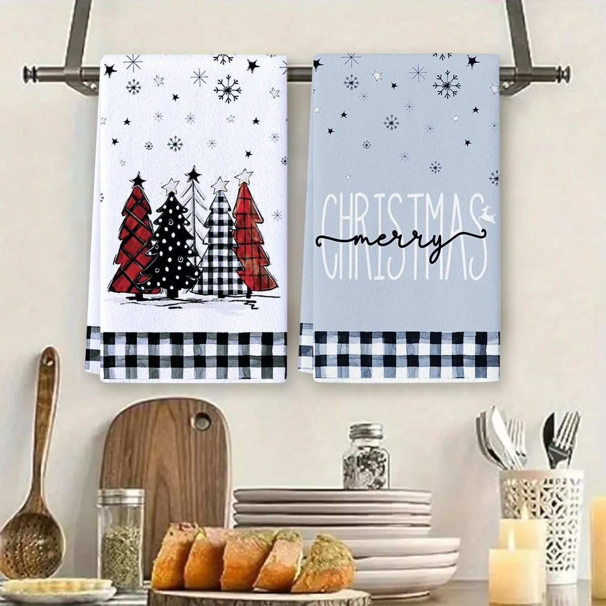 Christmas Kitchen Towels Christmas Decoration for Home 2024 Pendant Xmas Dish Towels Ornaments Navidad Natal New Year Gift 2025