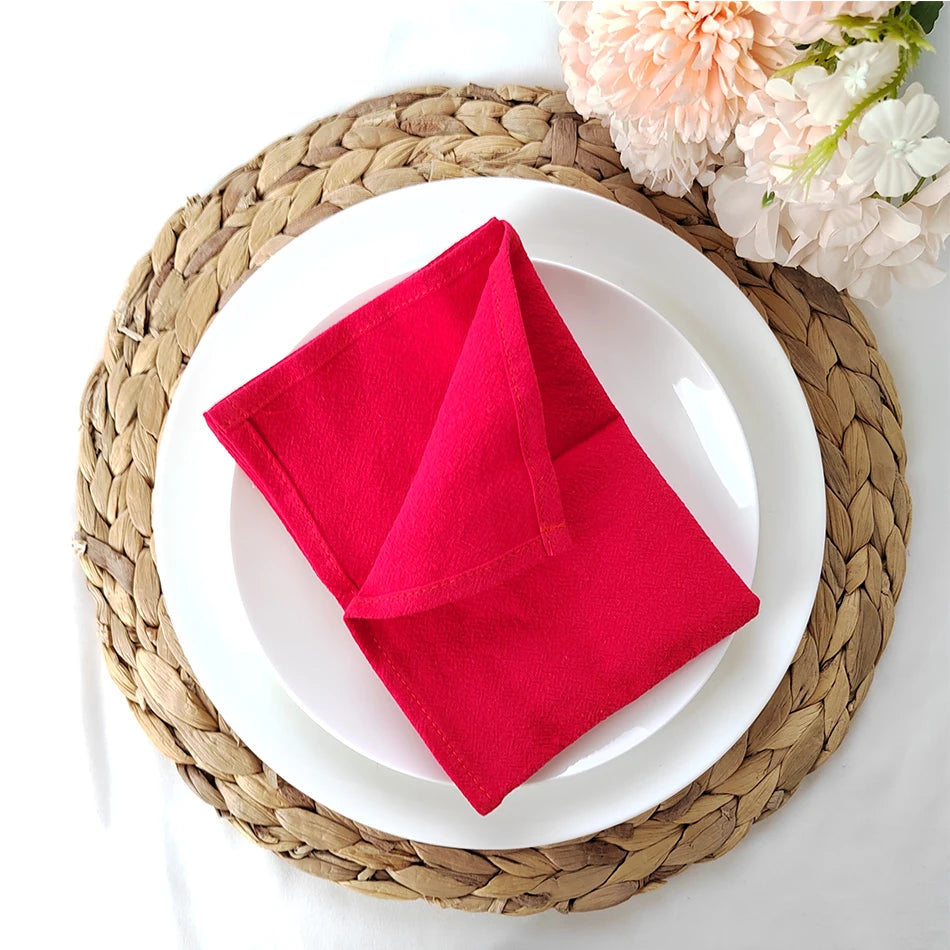 8pcs Christmas Red Cotton Napkins 40x40cm Soft Dinner Napkins Cloth for Fall Thanksgiving Wedding Party Christmas Decoration