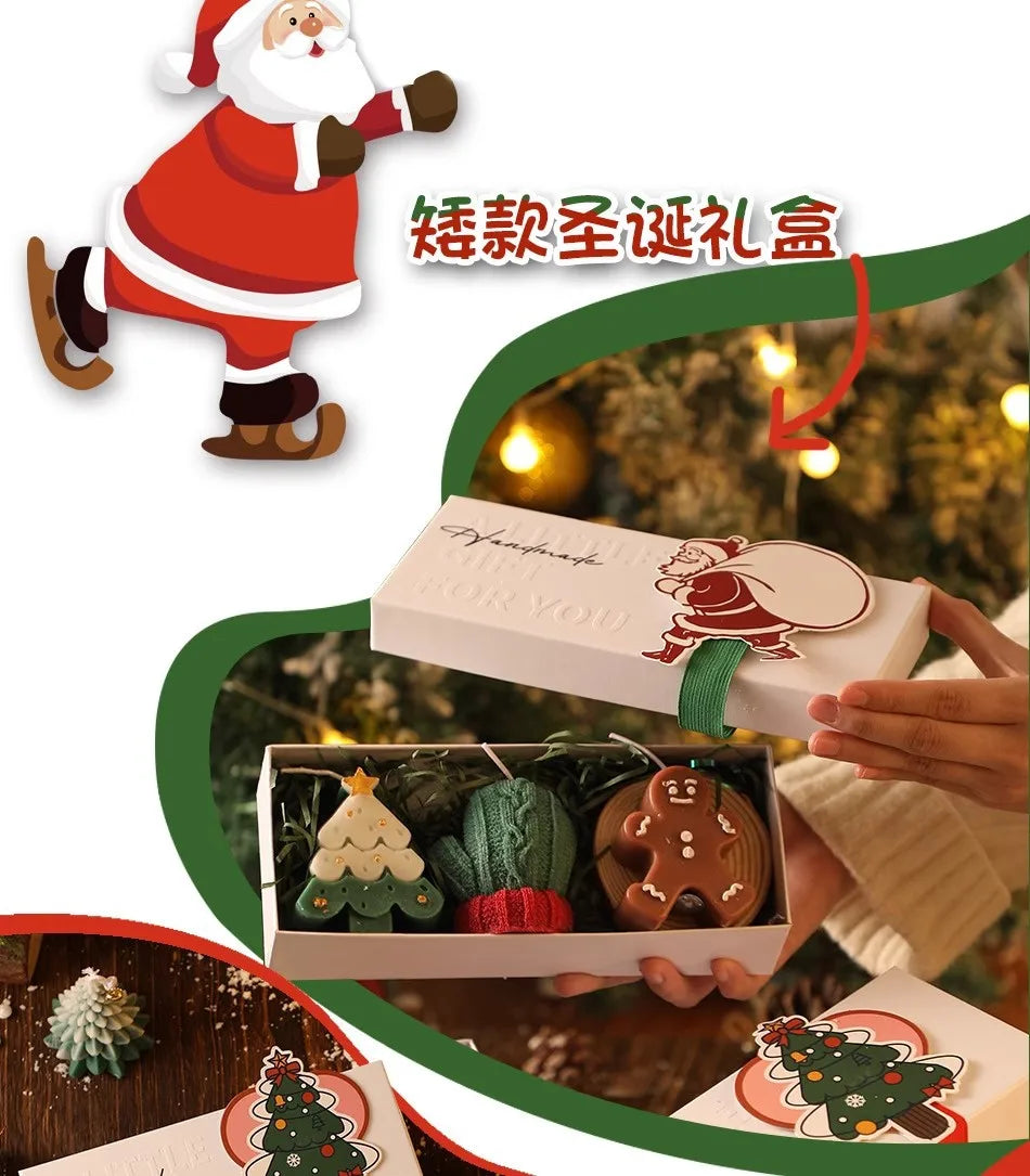 Christmas Scented Candle Set,Cartoon Fawn Christmas Tree，gloves Aromatherapy Soy Wax Candles，Halloween Xmas Gift Box，Home Decor