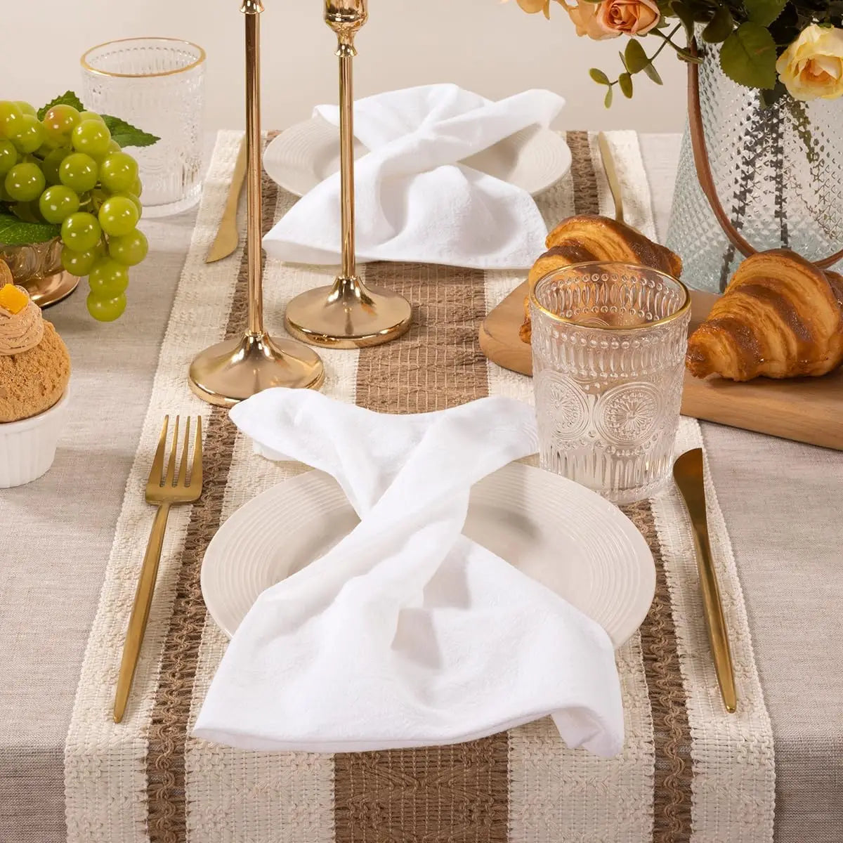 8pcs Christmas Red Cotton Napkins 40x40cm Soft Dinner Napkins Cloth for Fall Thanksgiving Wedding Party Christmas Decoration