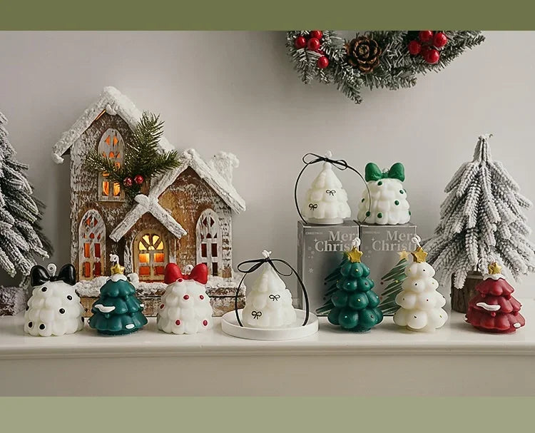 Cute Christmas Tree Scented Candles Handmade Fragrance Creative Ornaments Aromatherapy Xmas Gifts Birthday Gift Home Decor