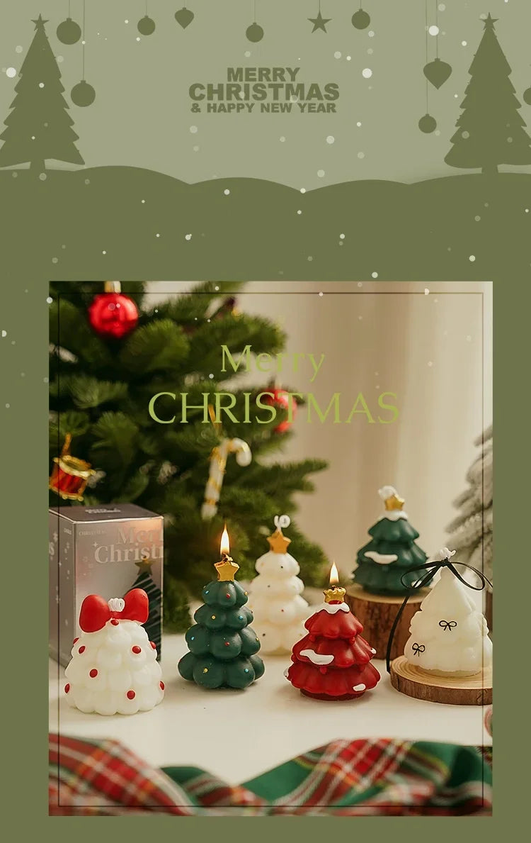 Cute Christmas Tree Scented Candles Handmade Fragrance Creative Ornaments Aromatherapy Xmas Gifts Birthday Gift Home Decor