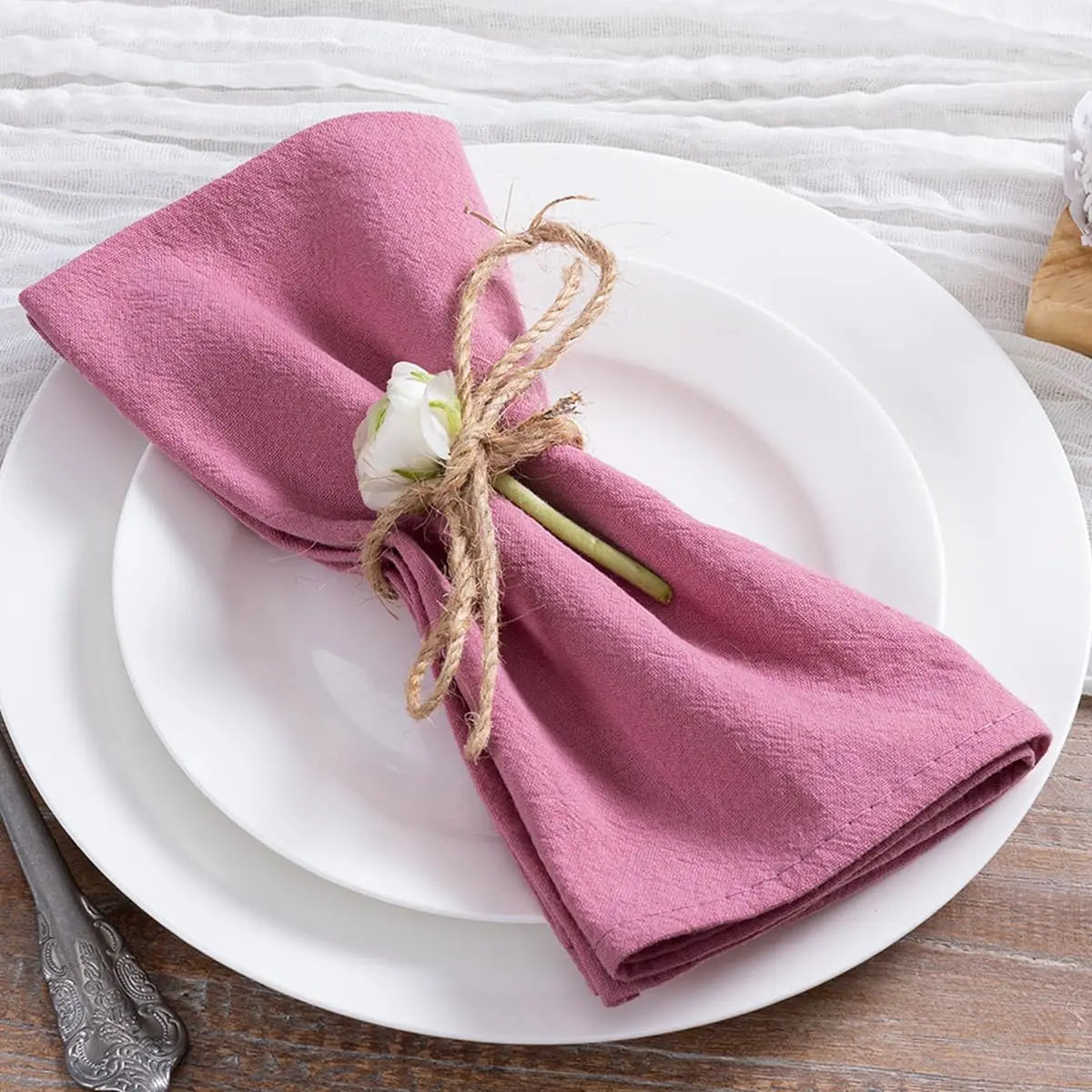 8pcs Christmas Red Cotton Napkins 40x40cm Soft Dinner Napkins Cloth for Fall Thanksgiving Wedding Party Christmas Decoration