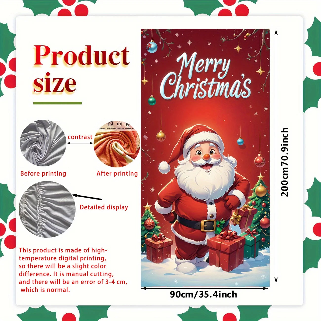 Santa Claus giving gifts theme Christmas decoration door cover, suitable for home and party