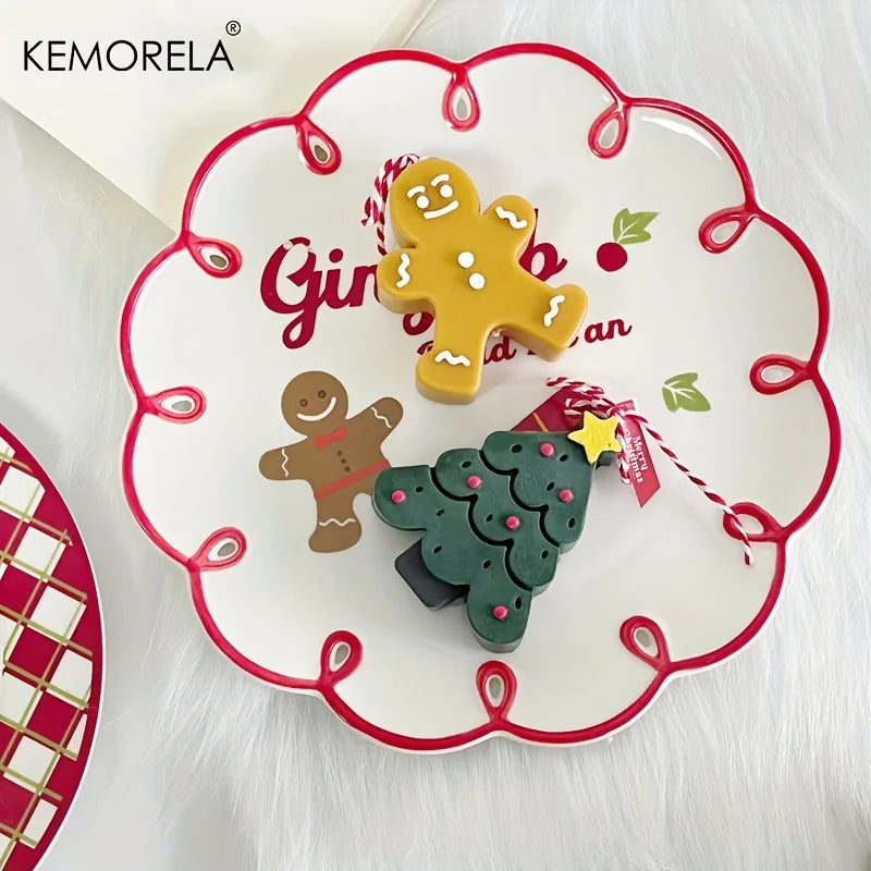 Christmas Ceramic Plate with Cups Platter Serving Tray Porcelain Dish for Fruit Appetizer Dessert Candy Snack Salad Dinnerware