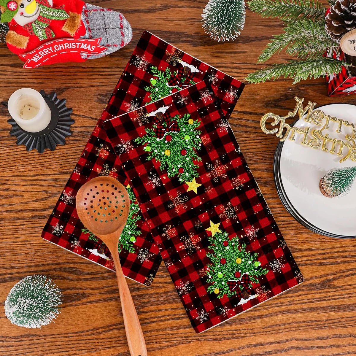 Christmas Kitchen Towels Christmas Decoration for Home 2024 Pendant Xmas Dish Towels Ornaments Navidad Natal New Year Gift 2025